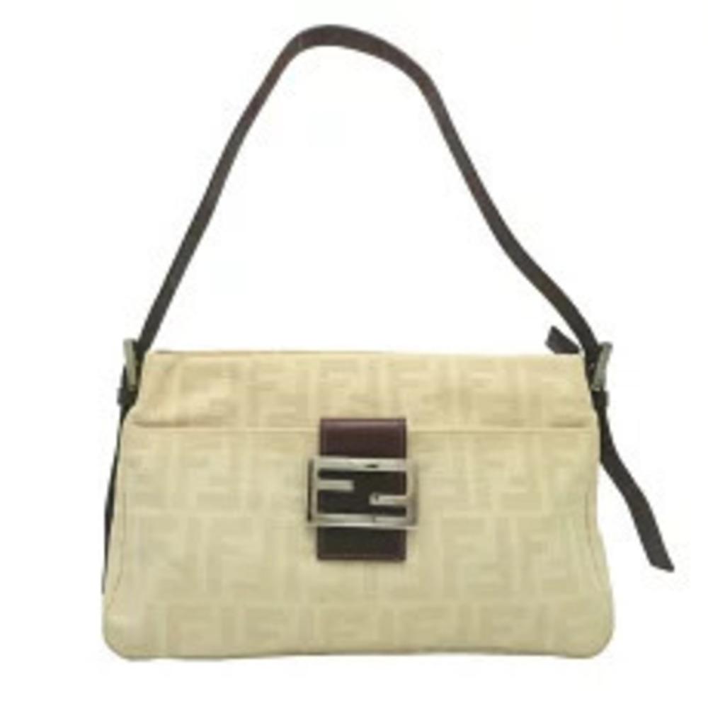 Fendi Mamma Bucket Shoulder Bag Canvas Cream Beige